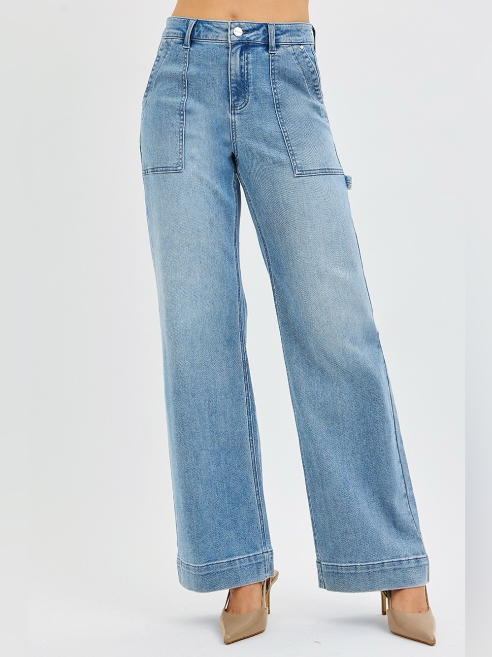 RISEN Full Size High Rise Straight Leg Jeans with Front Pockets Plus Size